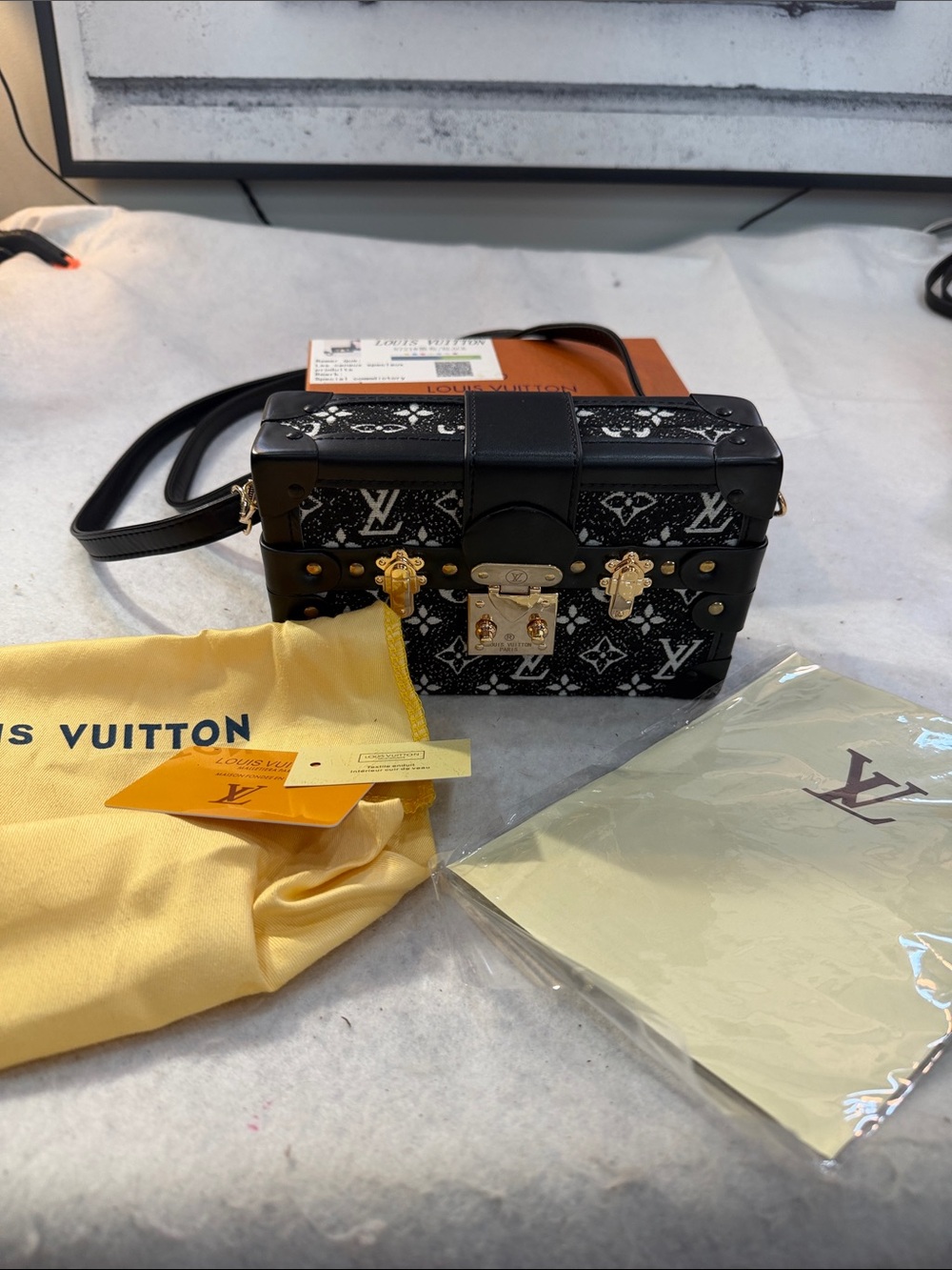 Black Mini Trunk Crossbody with Gold Hardware - Picture 2 of 12